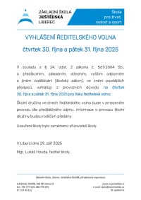 Vyhlášení ředitelského volna